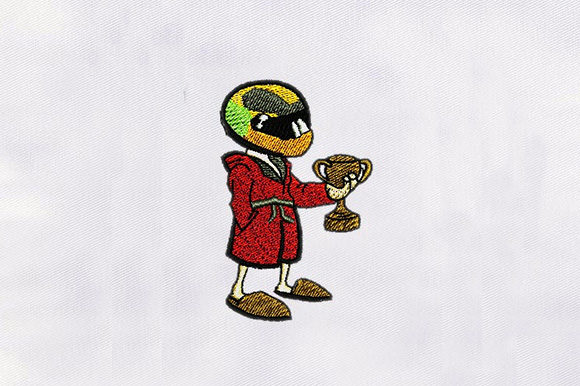 Helmet Guy with Trophy: A Boutique Embroidery Review