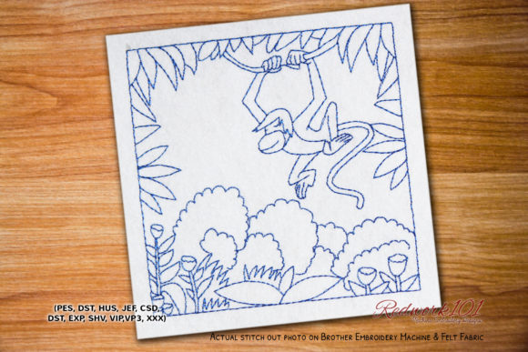 Monkey Hanging on Tree Redwork: A Designer's Review