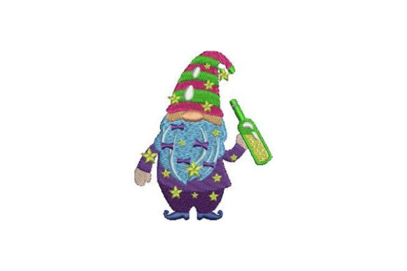 New Year's Gnome: A Playful Embroidery Design for Boutique Apparel